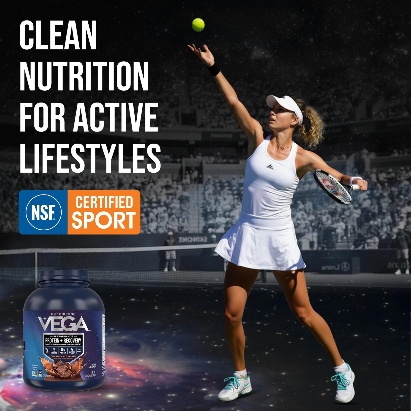Vega Sport Vegan Protein Powder + Recovery 30g Plant Based Protein per Servi…