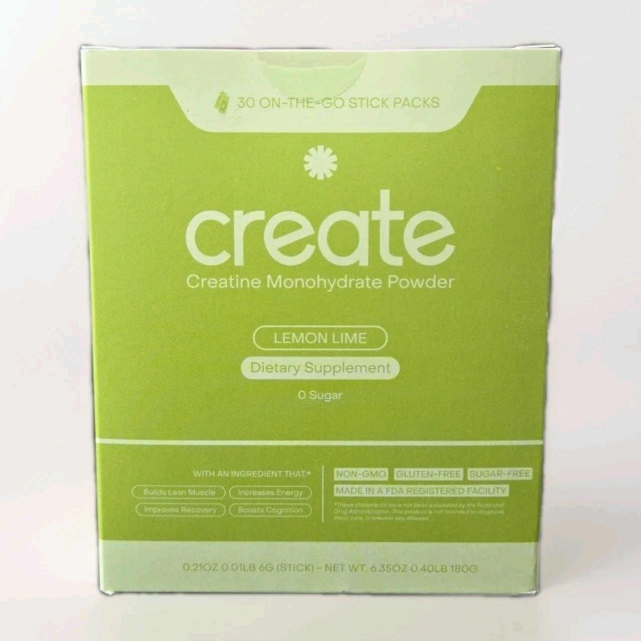 Create Single Serve Creatine Monohydrate Powder – 5g, Sugar-Free, Lemon/Lime