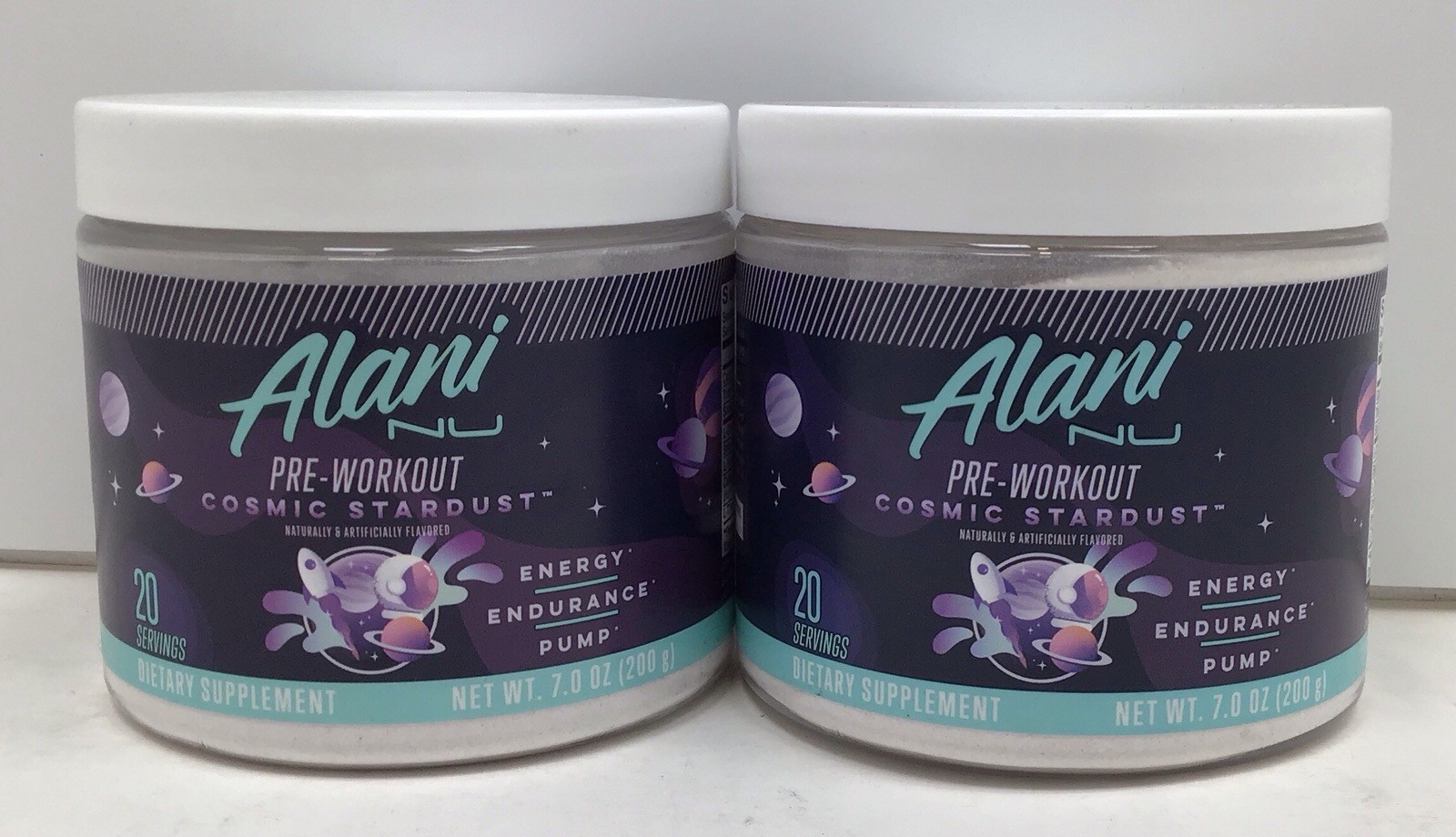 2X ALANI NU PRE-WORKOUT COSMIC STARDUST 20 SERVINGS EACH EXP 02/2027+ SEALED