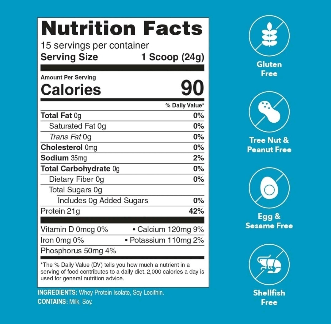 Hospital Approved – Unjury Unflavored Protein Powder, 21g 100% Whey Isolate