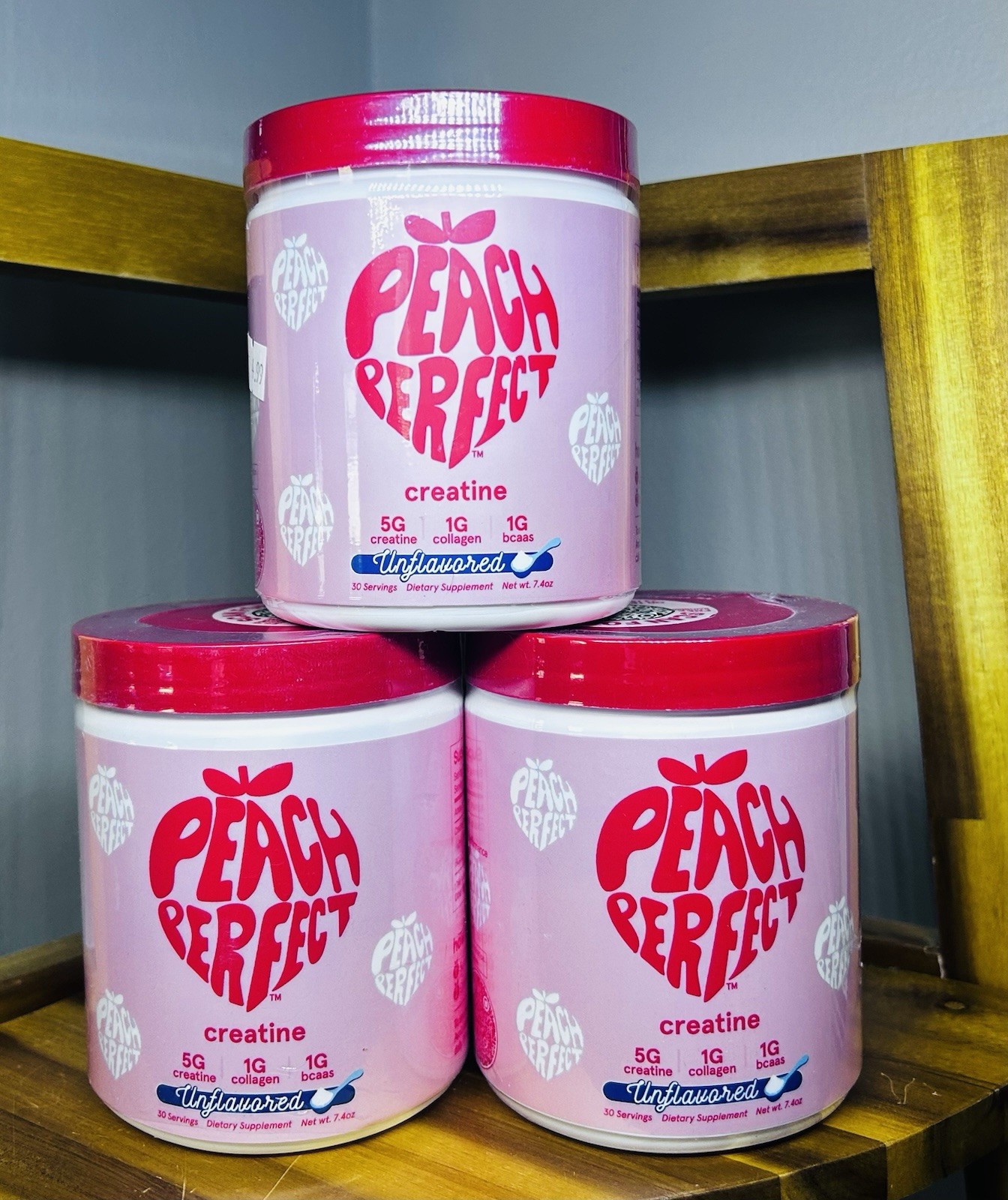 3 X Peach Perfect Creatine Monohydrate Powder Unflavored 7.4Oz Exp 07/27-
