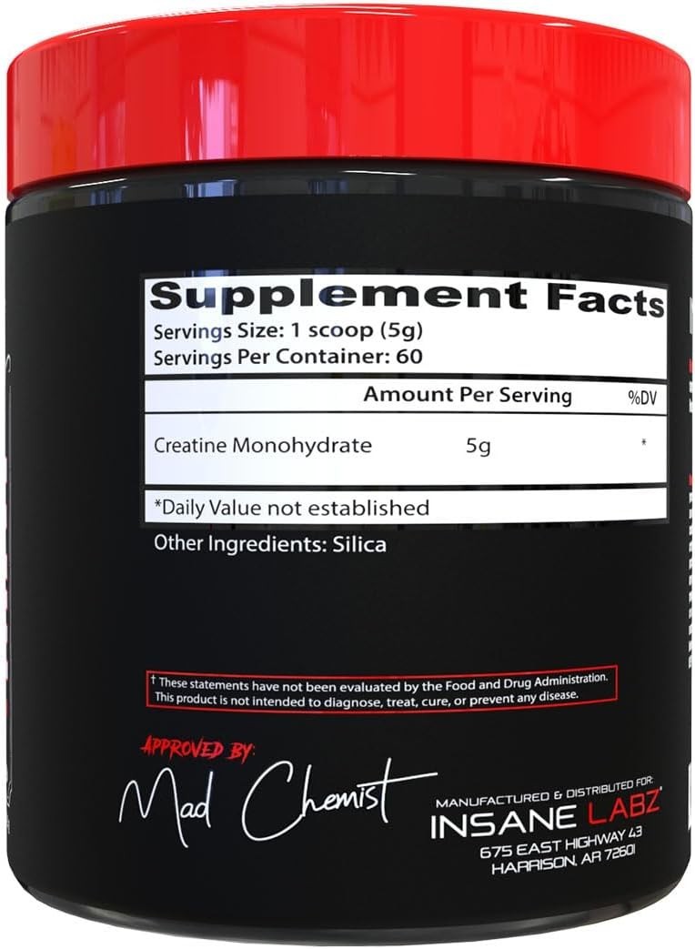 Unflavored Creatine Monohydrate – 60 Servings, 5g Per Serving for Strength Boost