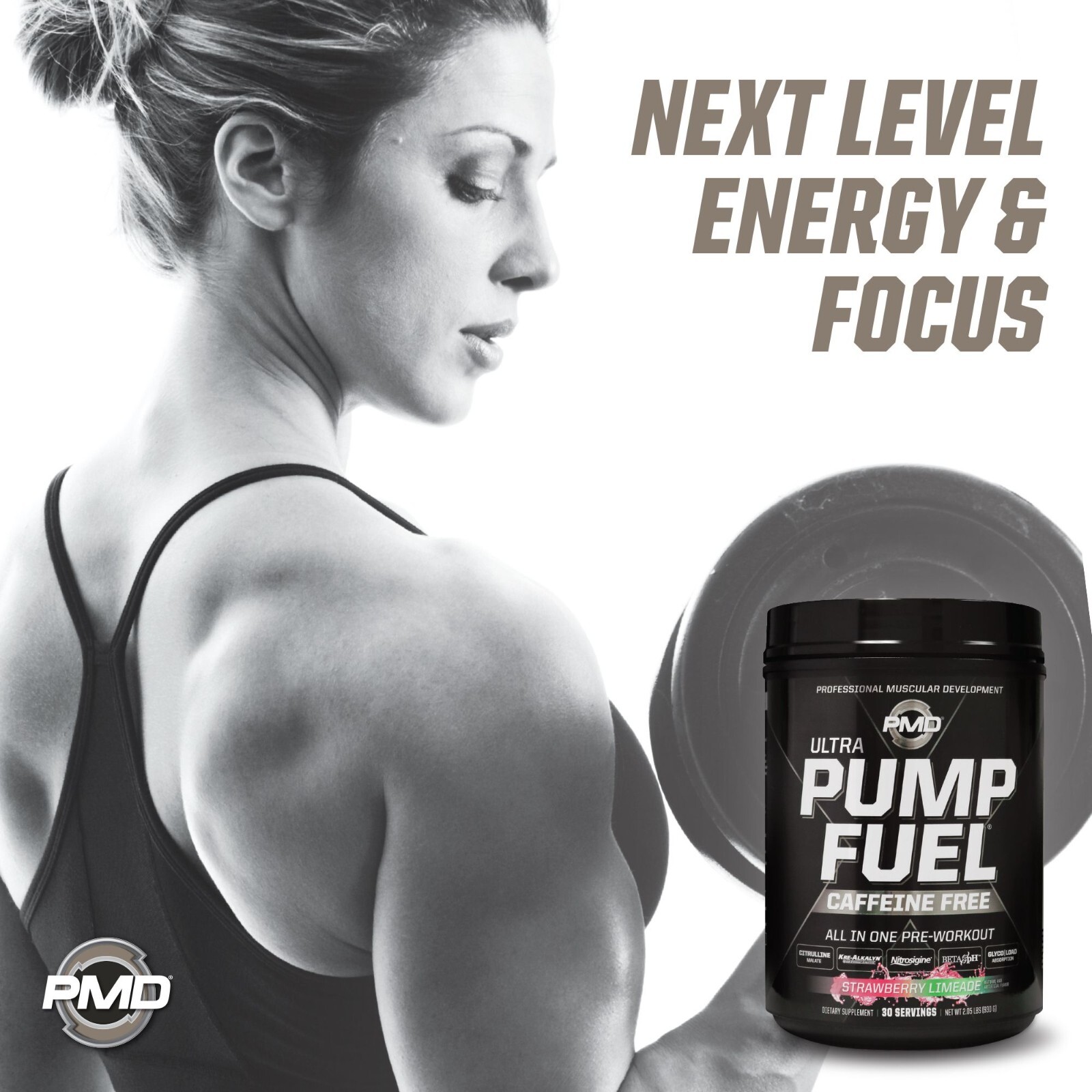 PMD SPORTS PUMP FUEL ULTRA-CAFFEINE FREE – STRAWBERRY LIMEADE (30 servings)