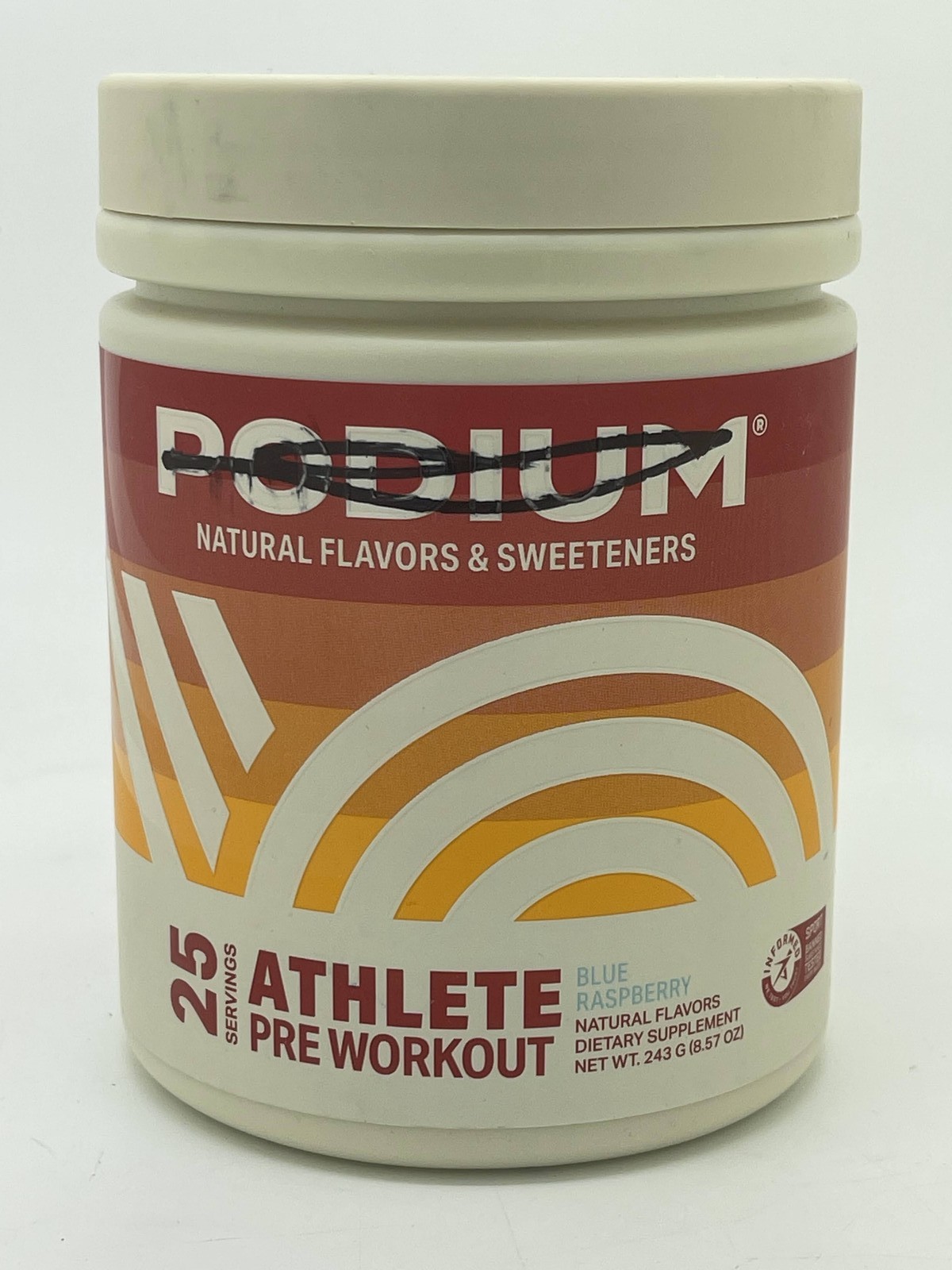 PODIUM Natural Flavors & Sweeteners Athlete Pre Workout Blue Raspberry Exp 01/26