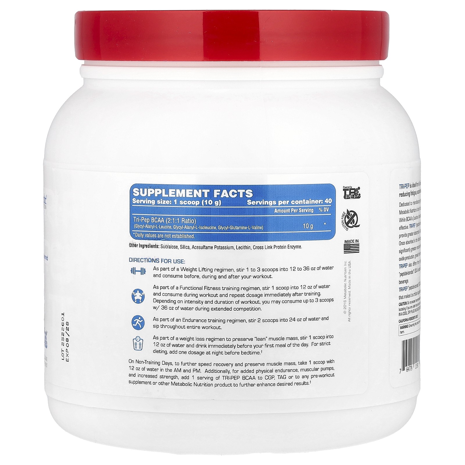 Tri-Pep, Branched Chain Amino Acid, Unflavored, 14.1 oz (400 g)