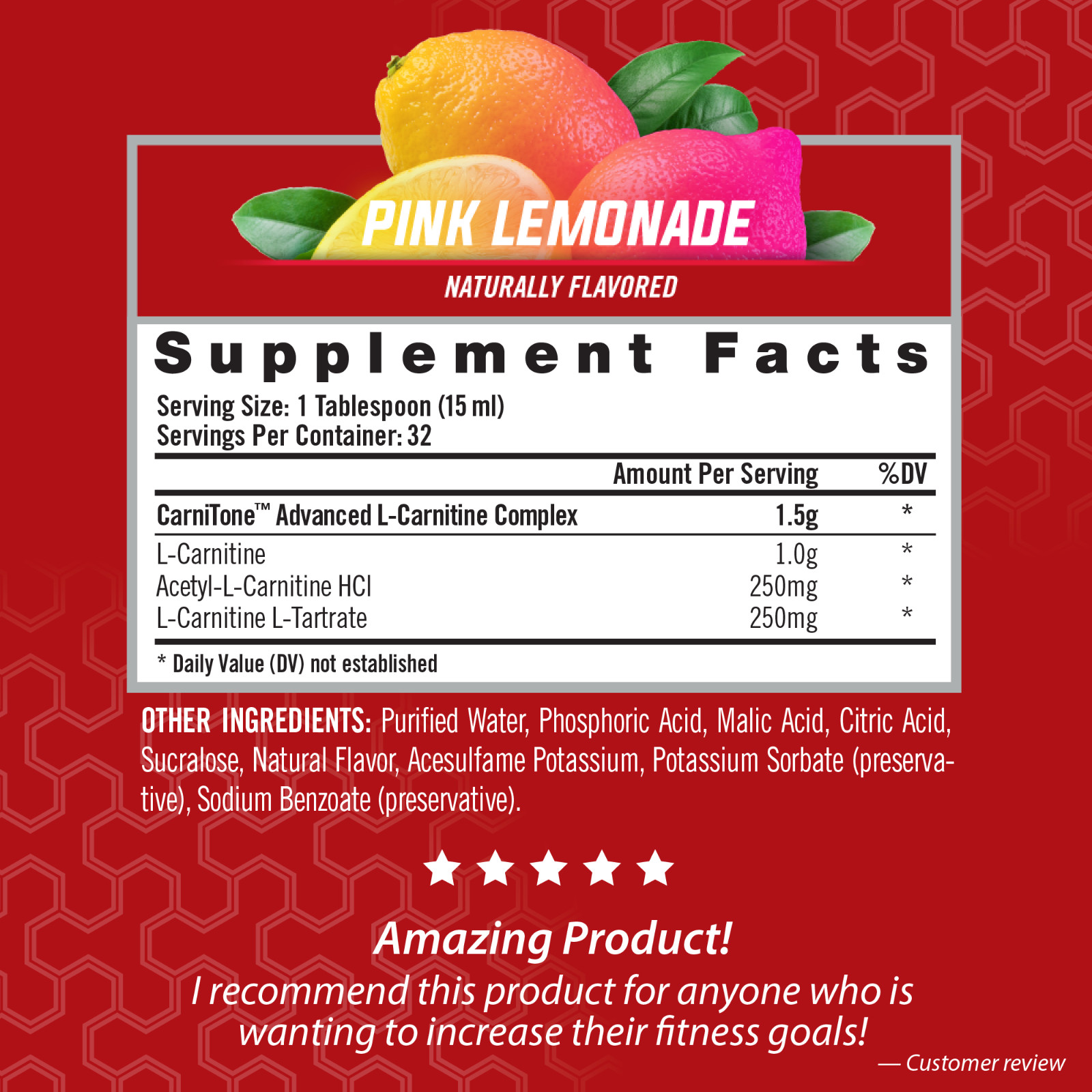 L-CARNITINE LS3 1500 Fat Loss – Metabolism – Pink Lemonade 1500mg (32 Servings)