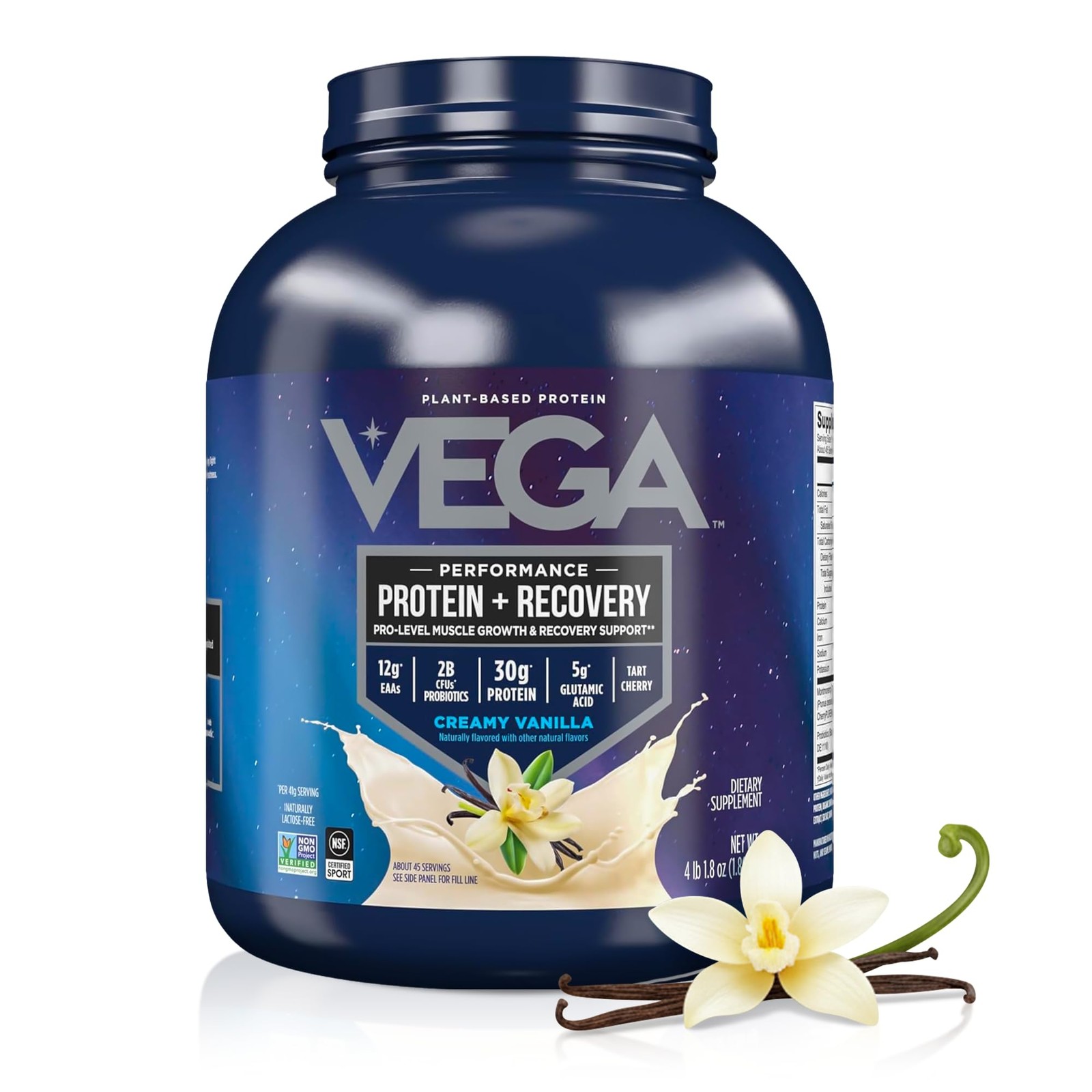 Vega Protein + Recovery, Vanilla – 30g Vegan Protein, Dairy & Gluten Free, Probi