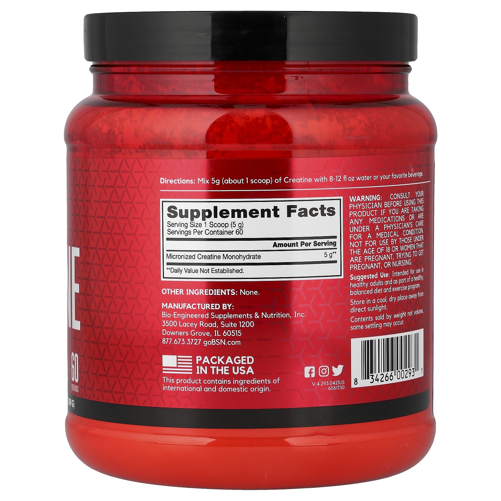 BSN, Creatine DNA, Unflavored, 10.9 oz (309 g), Muscle, Strength, Performance