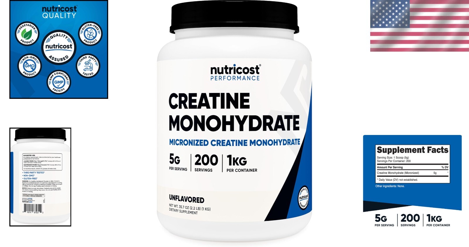 Micronized Pure Creatine Monohydrate 1 KG – No Additives, Vegetarian Formula