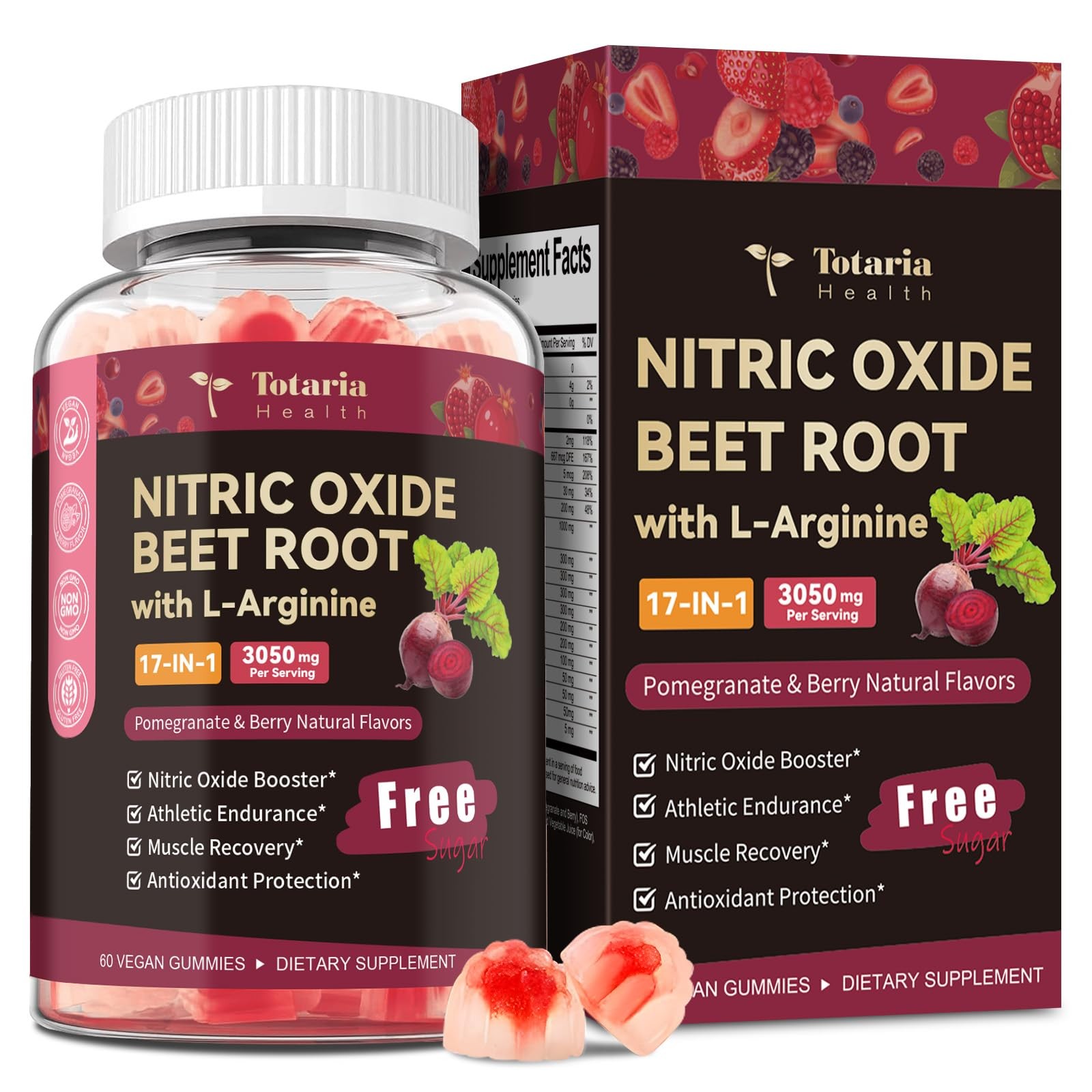 Beet Root Gummies – Beetroot Supplement with Grape Seed, Pomegranate, Vitamin C,