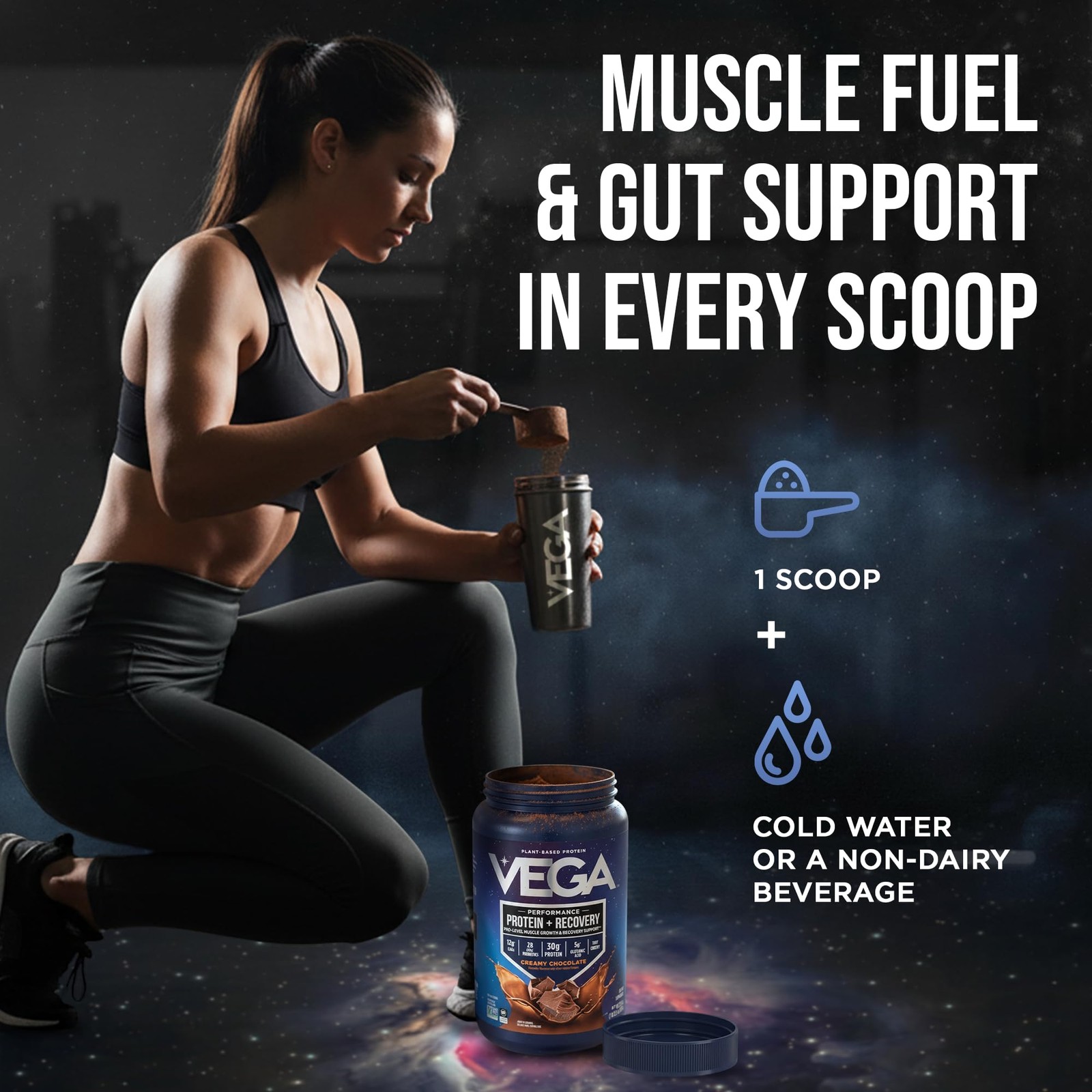 Vega Protein Recovery Chocolate 30G Vegan Protein Dairy Gluten Probiotics Nsf
