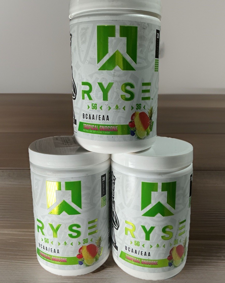 RYSE BCAA/EAA, Tropical Snow Cone ( 3 PACK !!!! )13.1 oz (372 g) Exp 1-2027