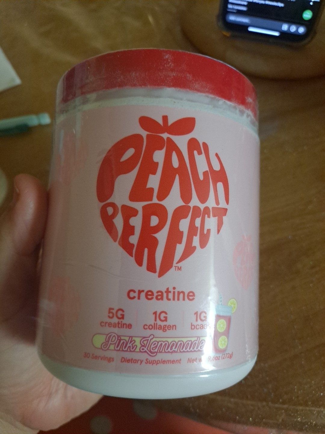 Peach Perfect Creatine PINK LEMONADE Powder 9.6Oz Exp 05/2027
