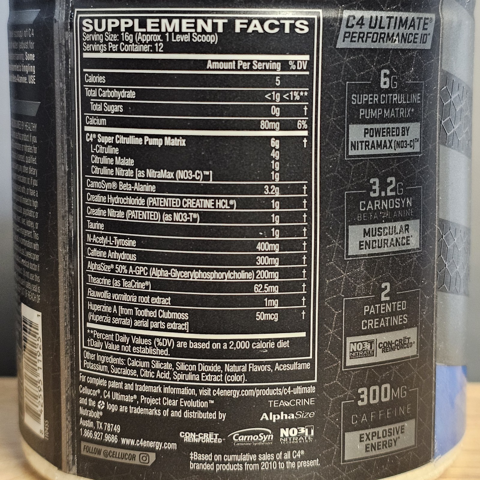 Cellucor C4 – Ultimate Pre-Workout Icy Blue Razz, 6.77oz (12 Servings)