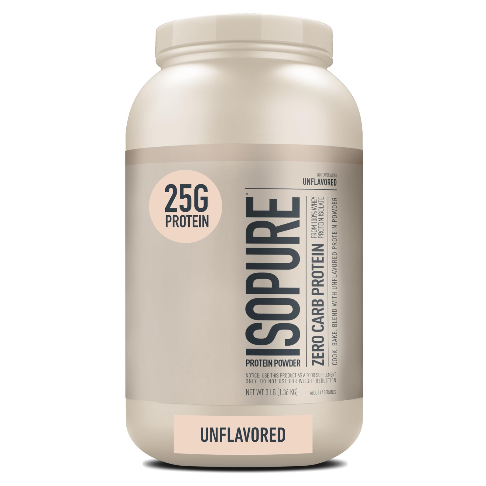 Isopure Unflavored Protein Powder 3Lb 100 Whey Protein Isolate Zero Carbs
