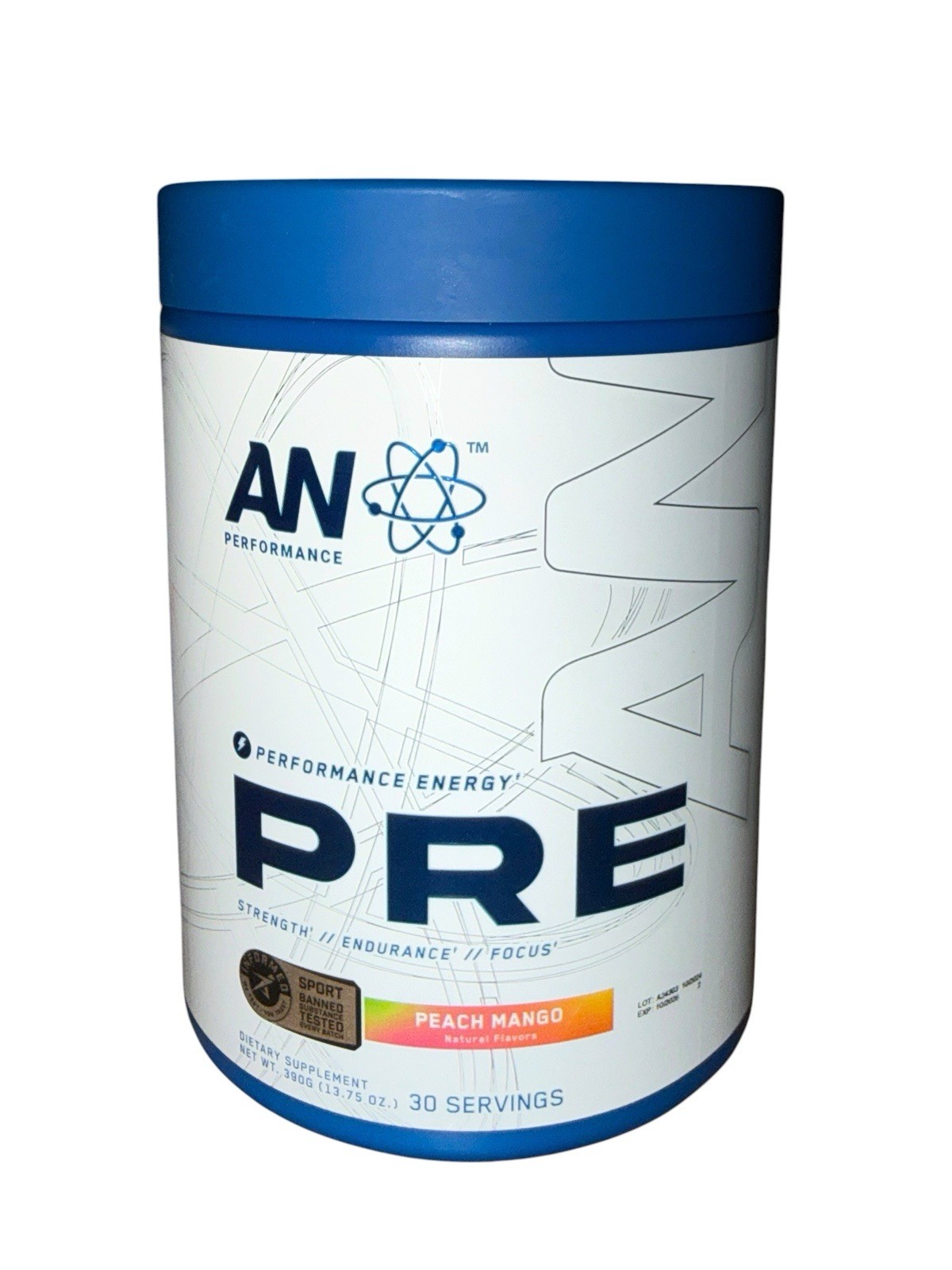 AN Performance Pre Workout Peach Mango 30 Servings EXP 10/2026 Informed Sport