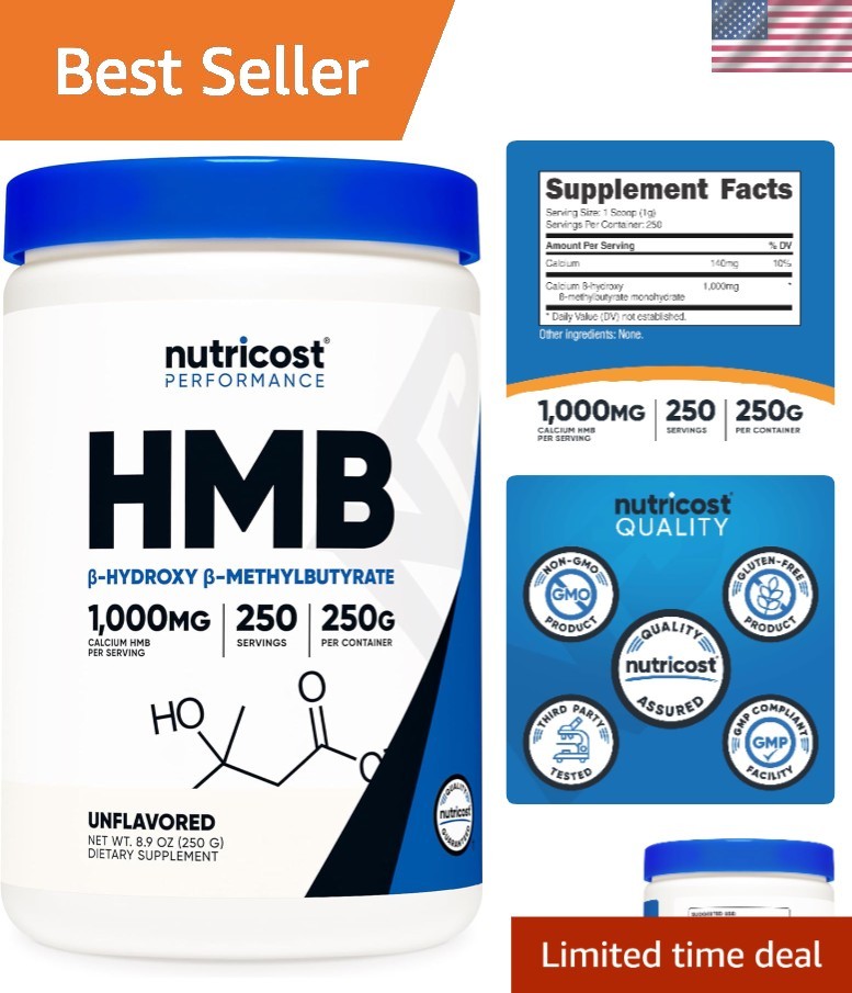 HMB Powder 250g – Pure Beta-Hydroxy for Adult Nutritional Support, Gluten Free