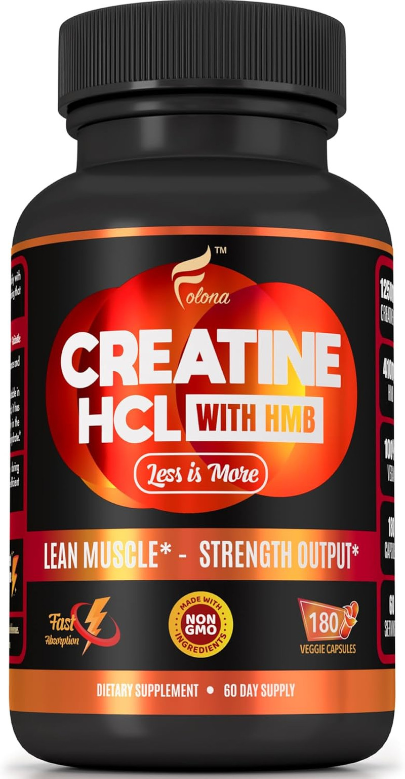 Creatine HCL Capsules with HMB – Workout Supplement for Men & Women, Muscle Buil