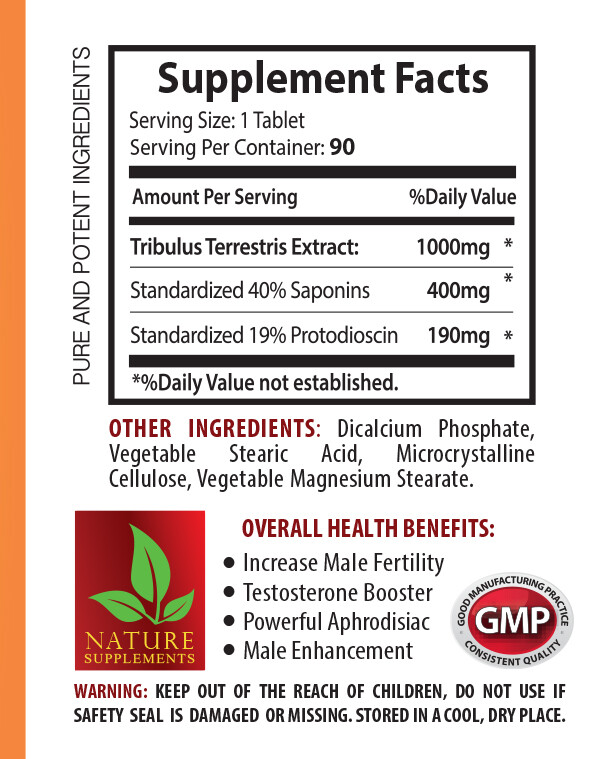Tribulus Terrestris Extract – Testosterone Booster – Muscle Mass – Strength – 1B