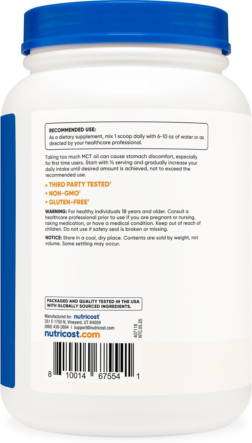 C8 MCT Oil Powder 2LBS (32Oz) – 95% C8 MCT Oil Powder