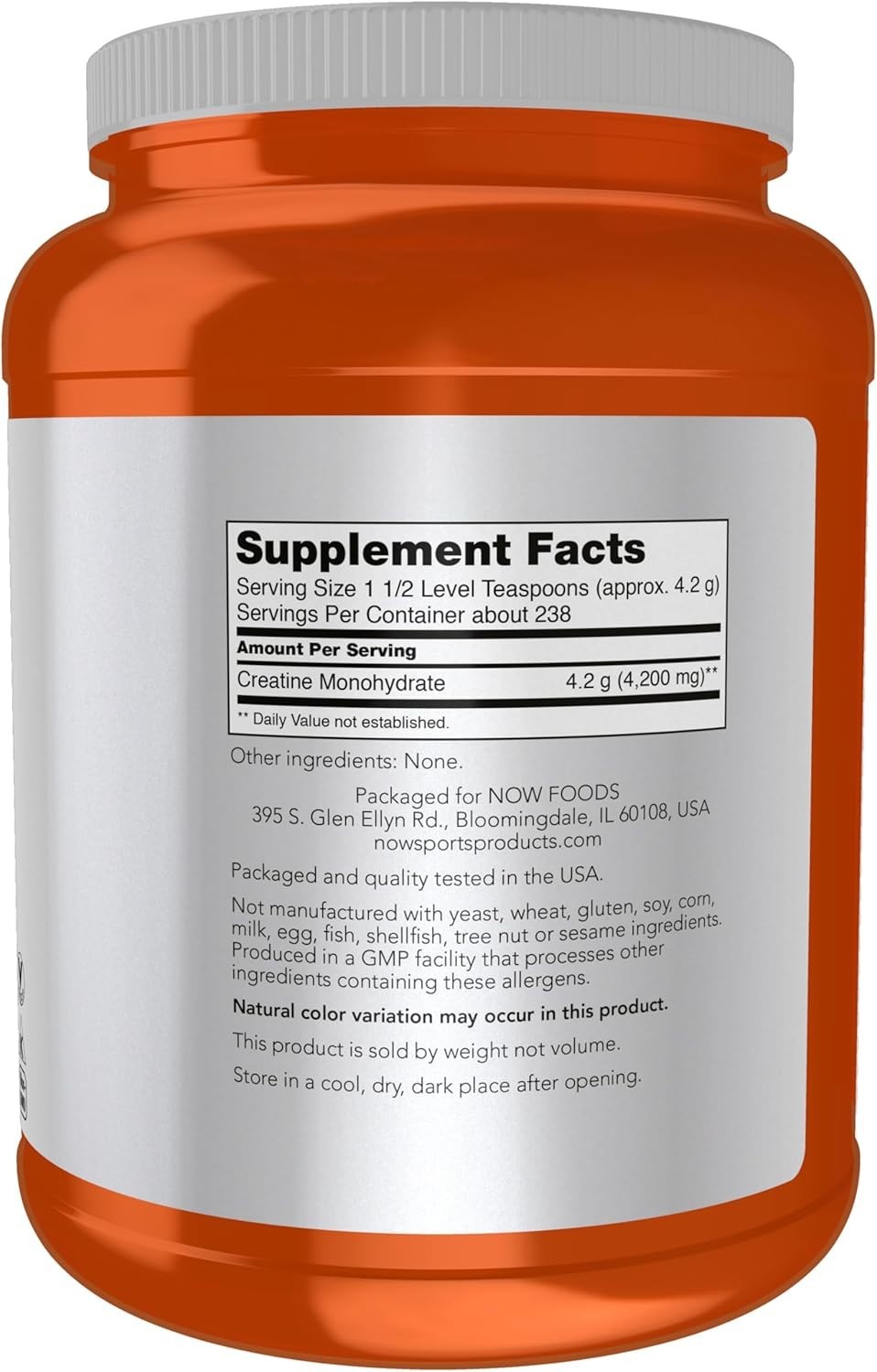 NOW Foods, Sports, Micronized Creatine Monohydrate, 2.2 lbs (1 kg)