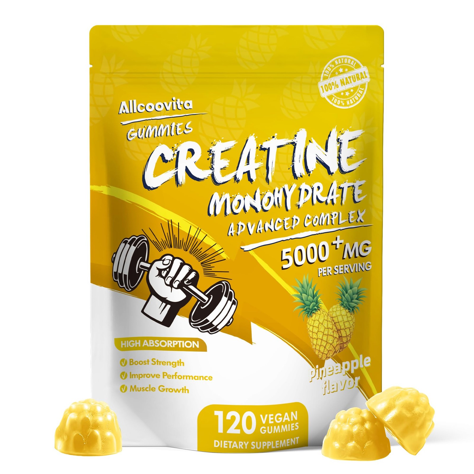 NSF Certified Creatine Gummy – Creatine Monohydrate Gummies 5000mg for Men & …