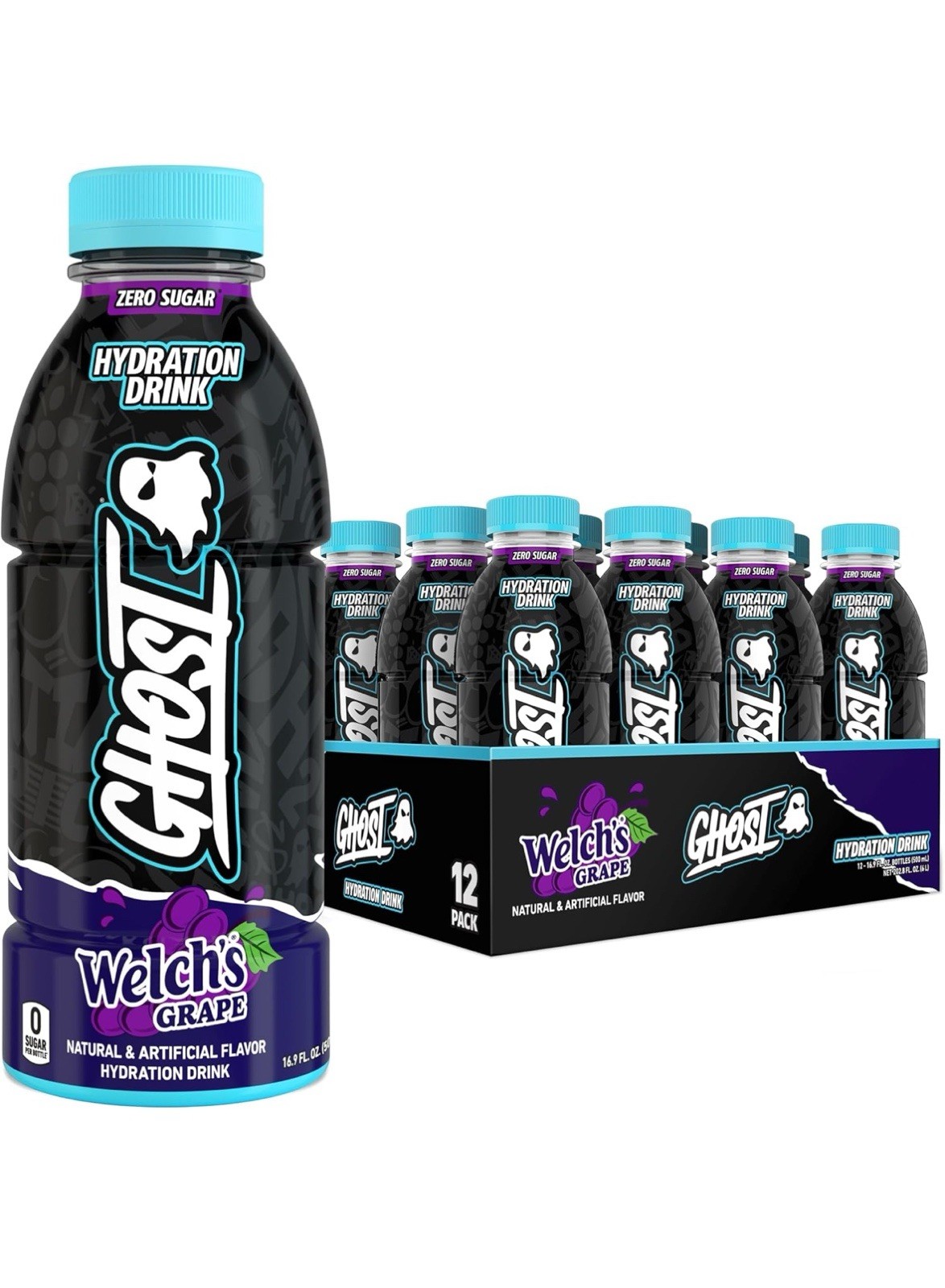 GHOST Hydration Drink Welch Grape RTD Sports Drink with Electrolytes 12 PK