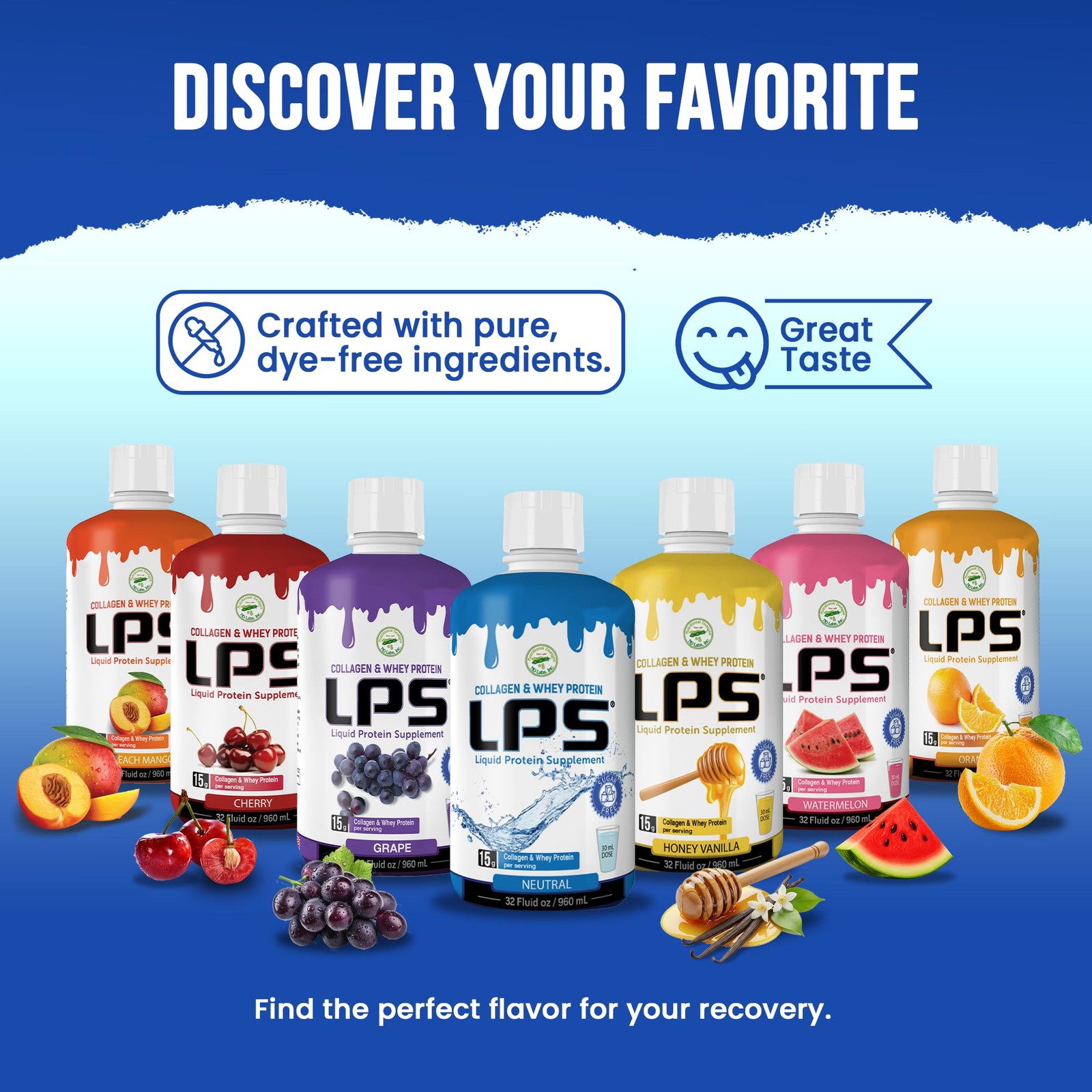 Lps Liquid Collagen & Whey Protein Supplement – Sugar-Free, Dye-Free, Non-Gmo…