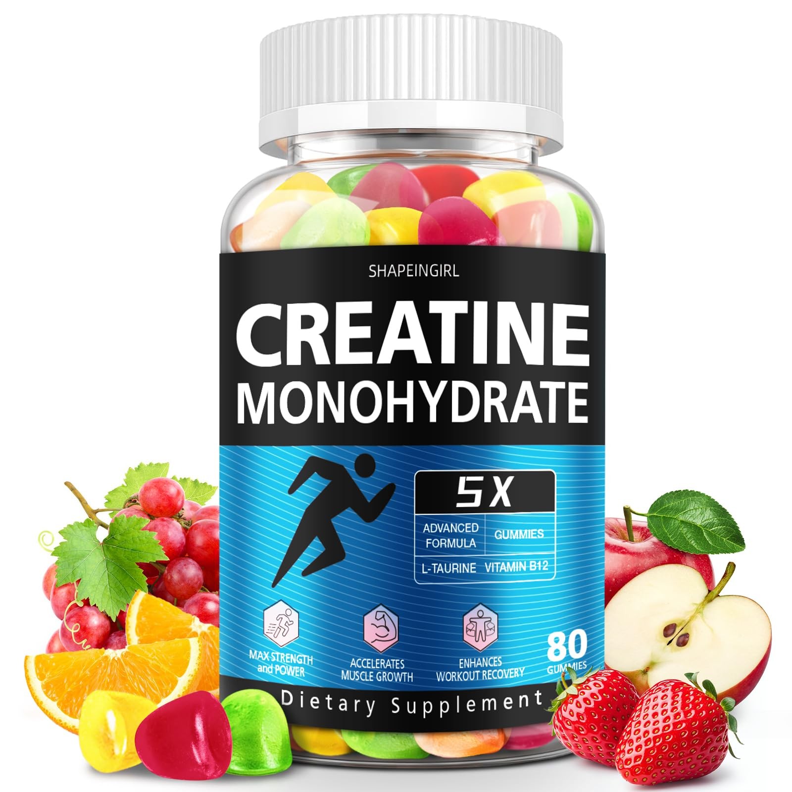 SHAPEINGIRL Creatine Monohydrate Gummies for Men & Women Low Sugar Chewable …