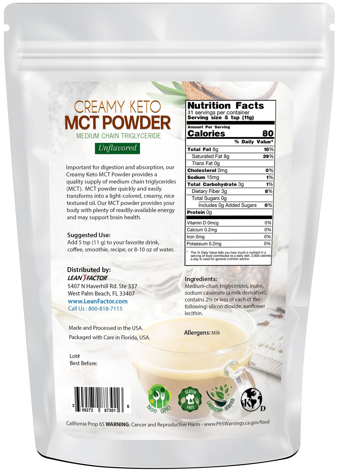 Creamy Keto MCT Powder