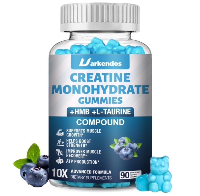 Creatine HMB Monohydrate Gummies Vitamin B6 B12 Taurine 90 Count