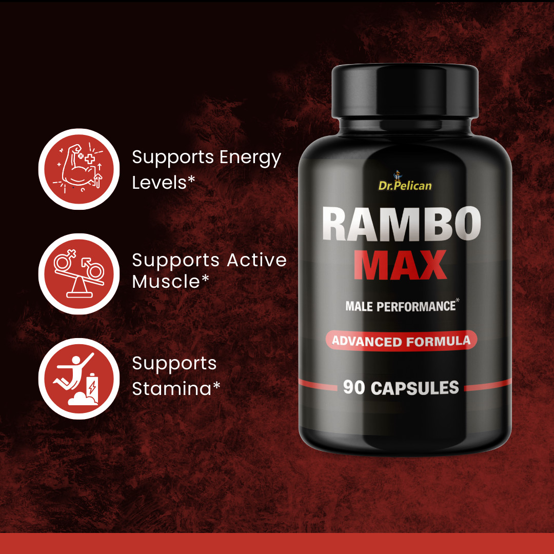 Rambo Max- Bodybuilding & Men’s Health Support- 12 Bottles- 1080 Capsules