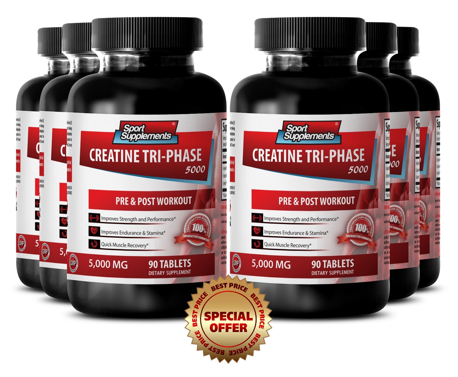 Creatine Monohydrate – Creatine Tri-Phase 5000 mg – Increase Power Pills 6B