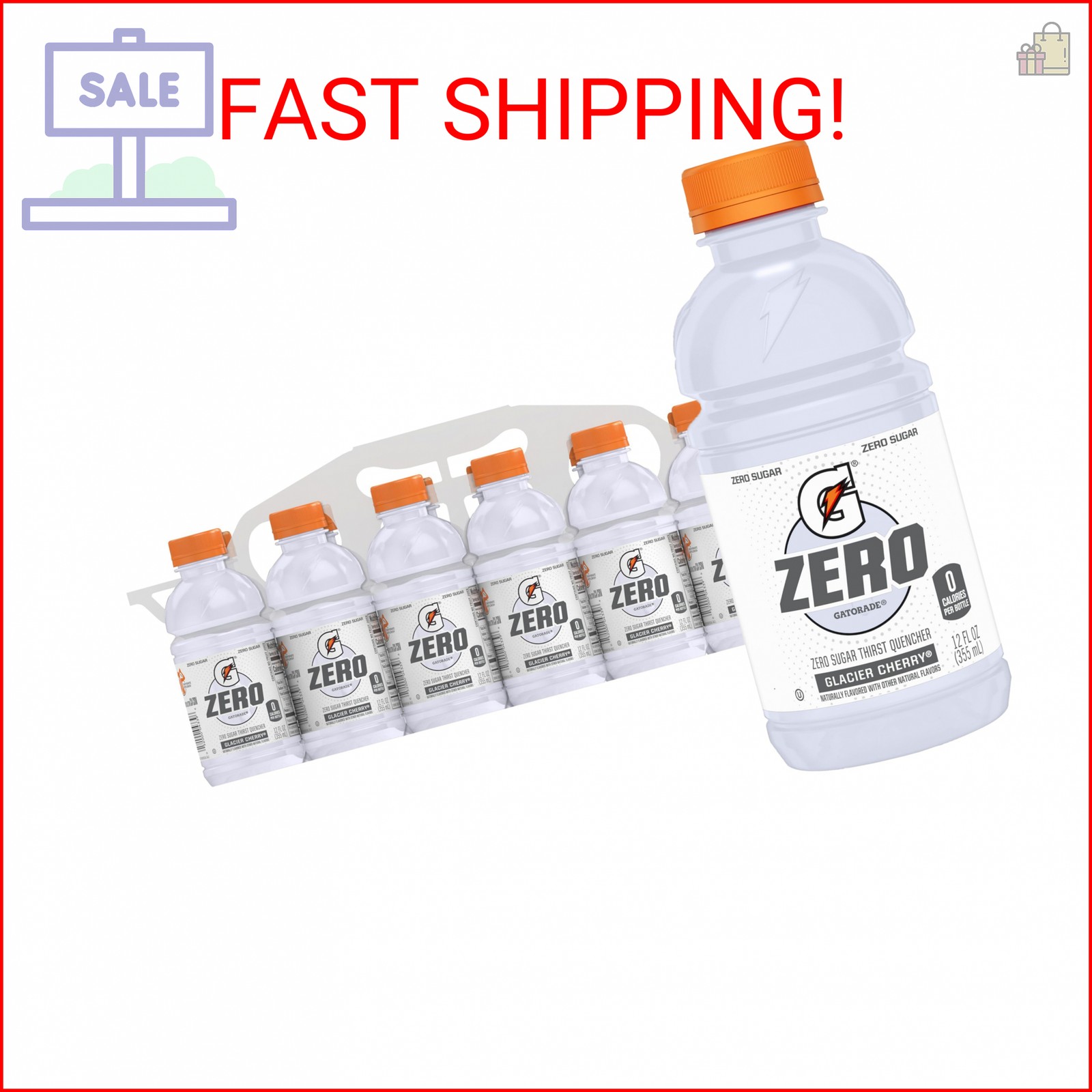 Gatorade G Zero Thirst Quencher, Glacier Cherry, 12 Ounce Bottles, 12 Count