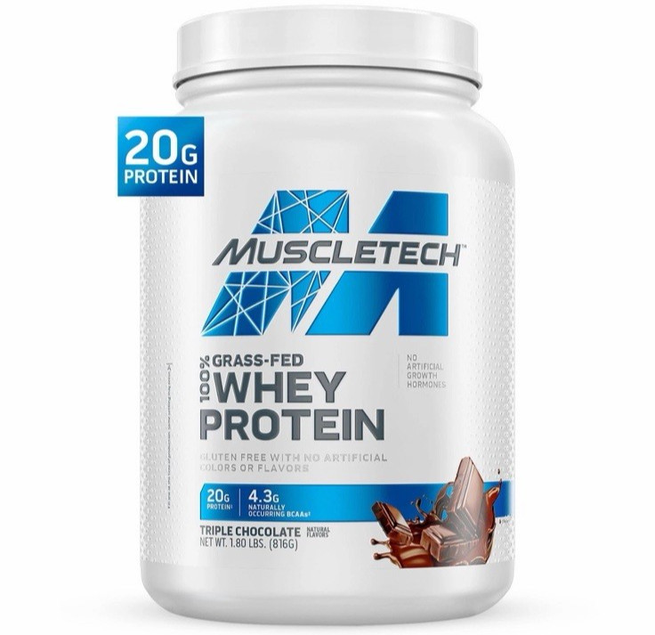 MuscleTech Grass Fed 100 Whey Protein Triple Chocolate 1.8 lb Exp 11 2026