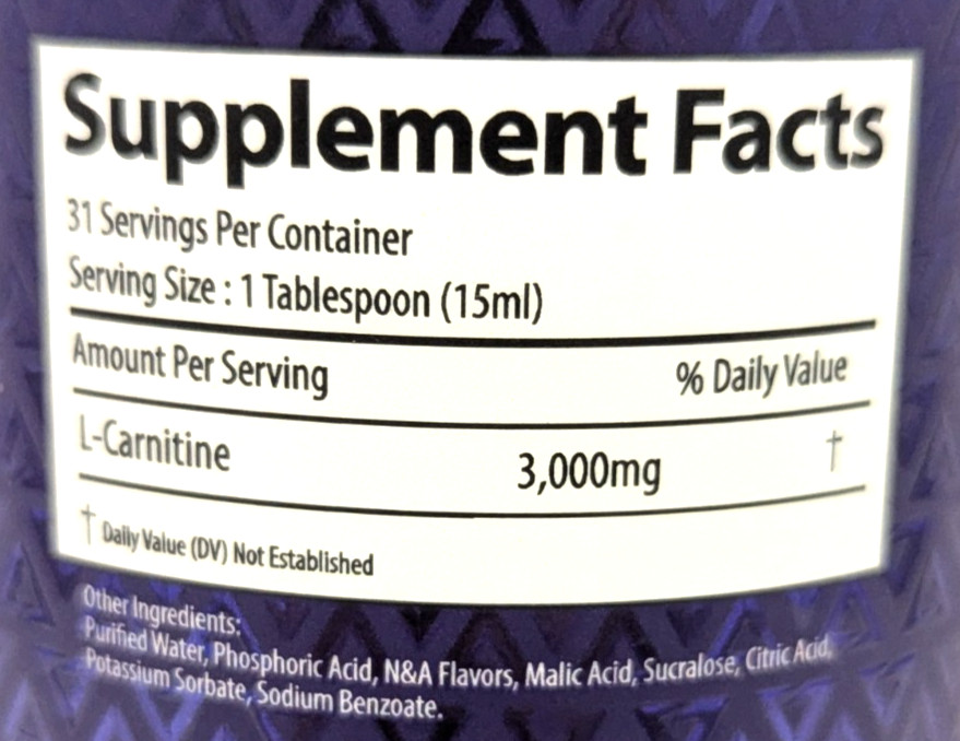 Alpha Supps L-Carnitine 3000, 31 Servings, Cherry Lime Slush Flavor, Exp. 6/27