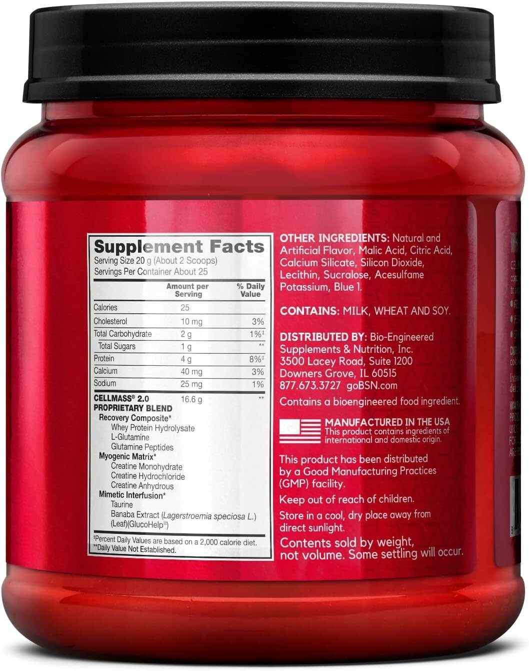 BSN Cellmass 2.0 Post Workout Creatine BCAA Recovery 25 Servings 4 Flavors New