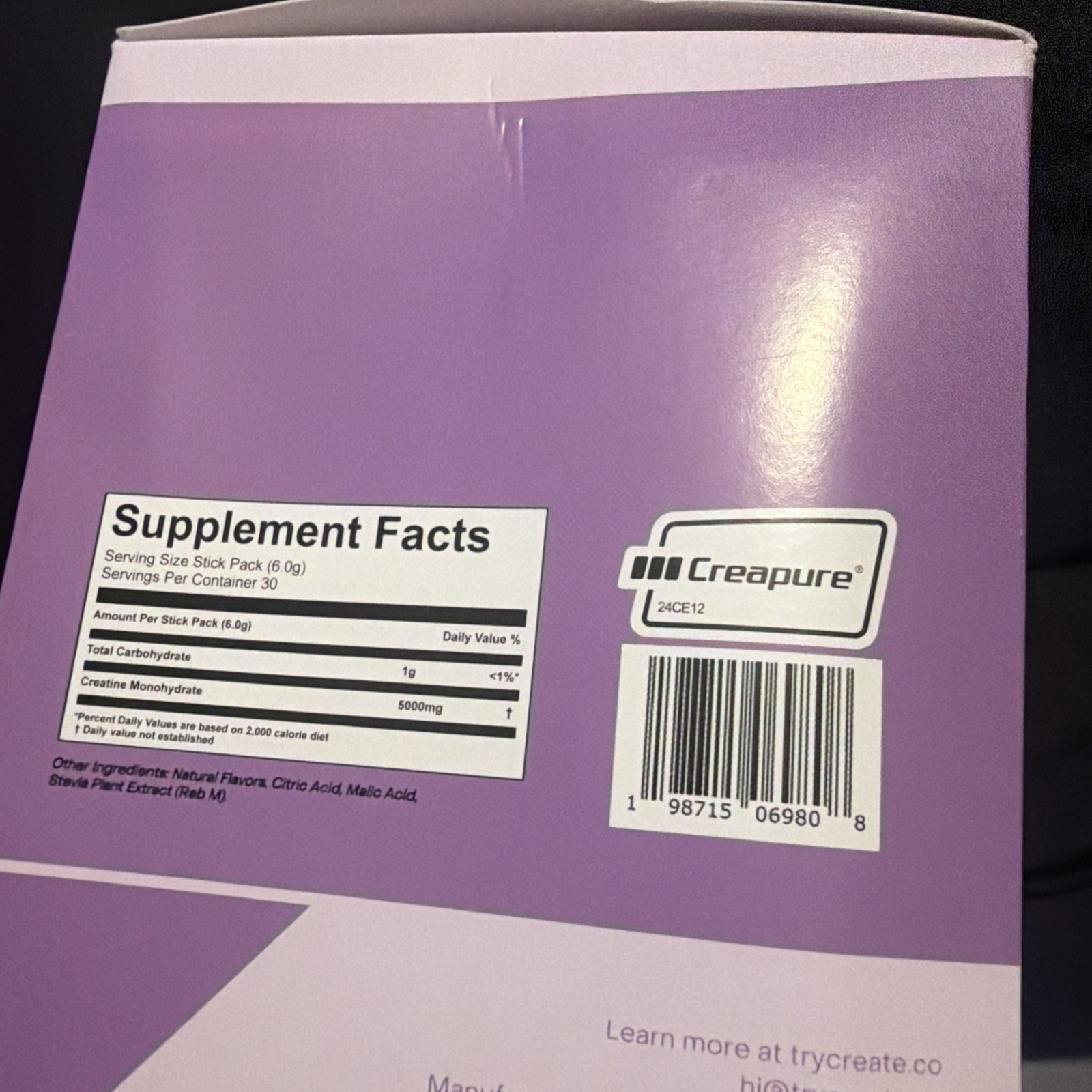 Create Creatine Monohydrate Powder Mixed Berry 30 Stick Packs Non-GMO