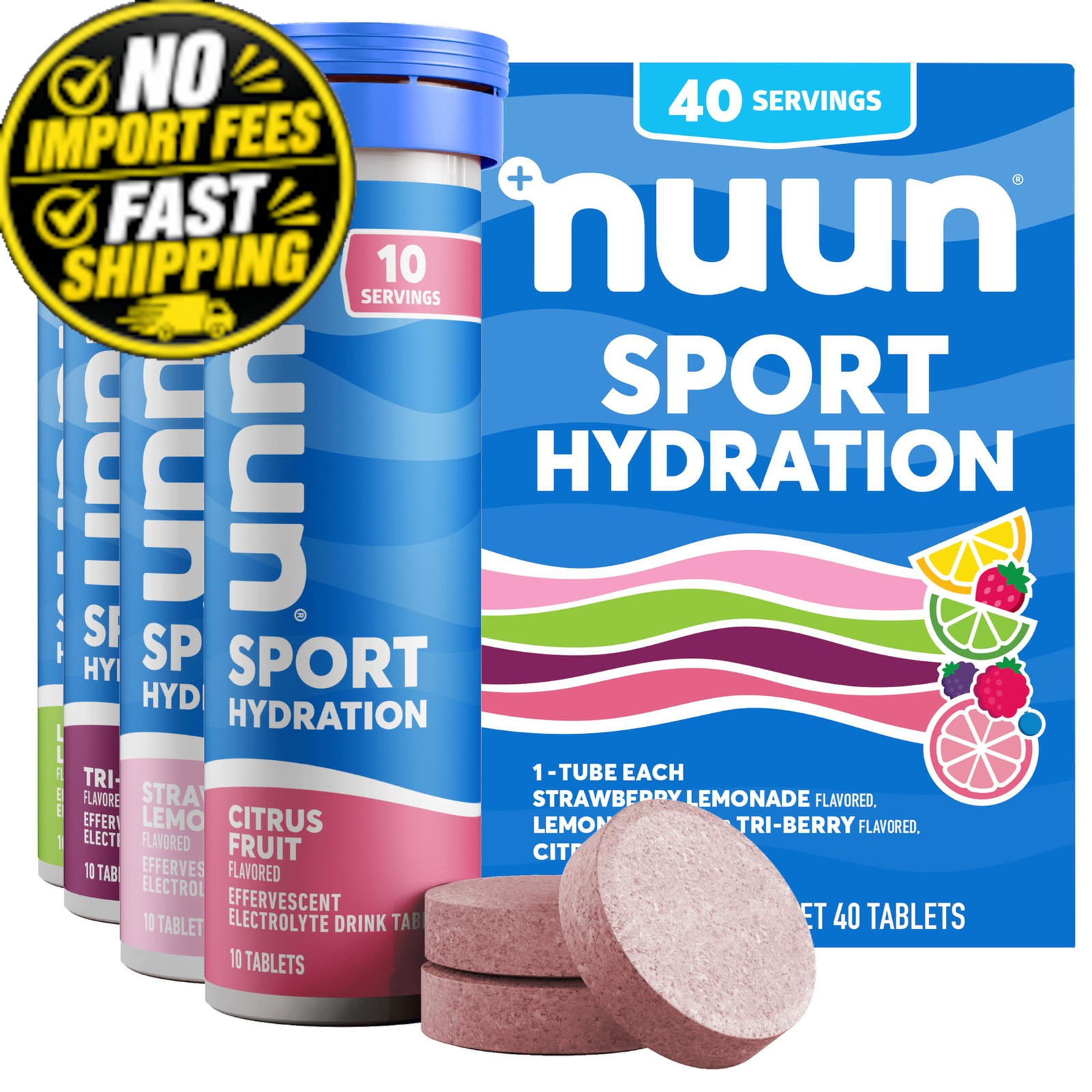 Nuun Sport Electrolyte Tablets, Gluten Free & Vegan, 40 Count (Pack of 1)