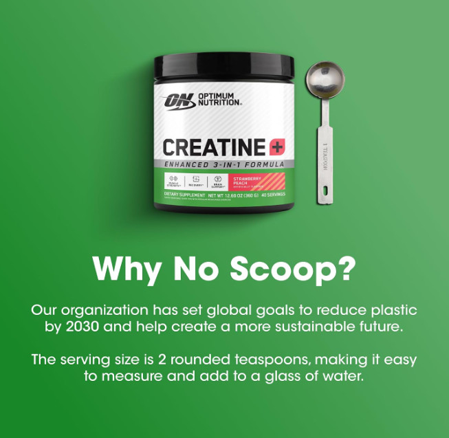 Optimum Nutrition Creatine Monohydrate Plus Powder, Strawberry Peach Flavored