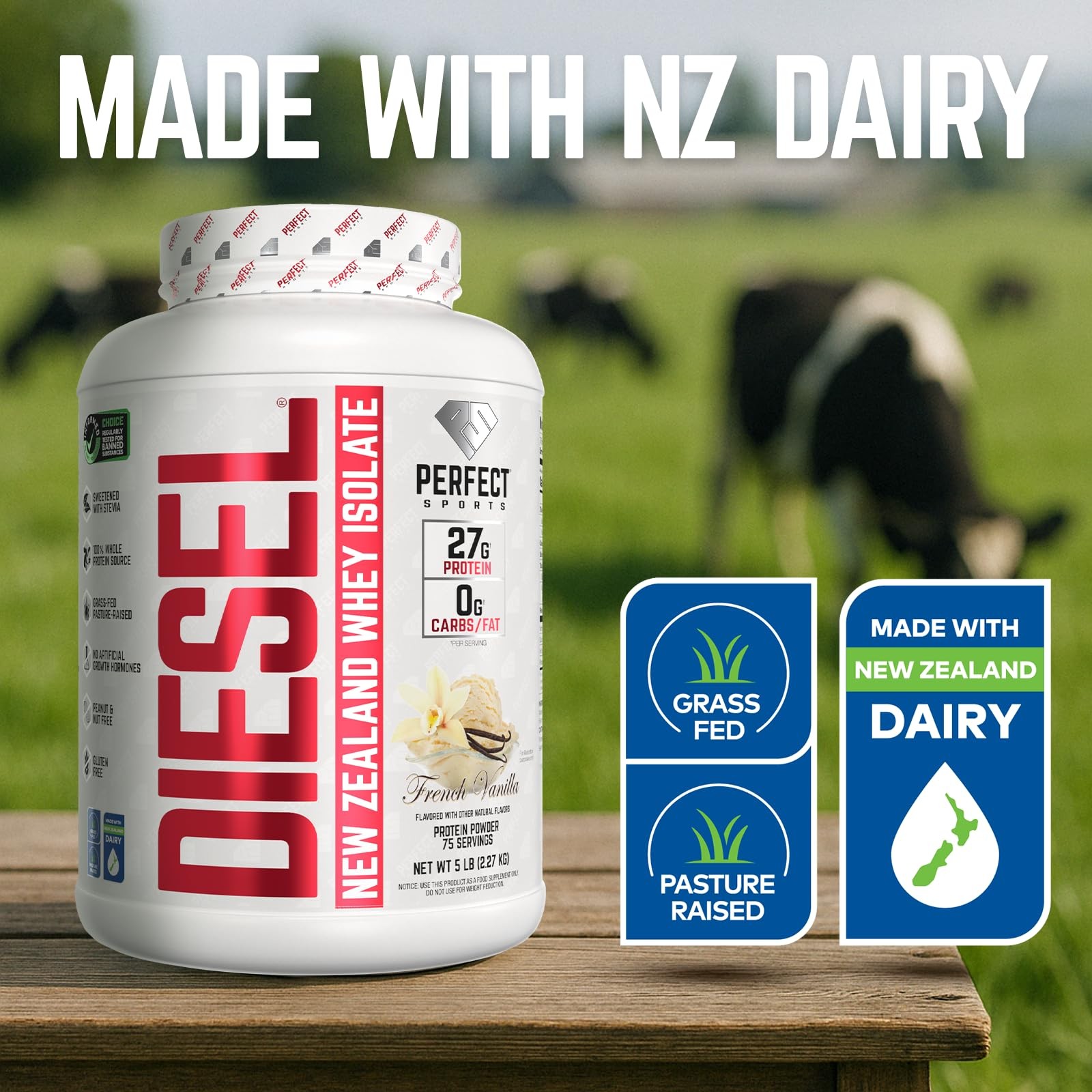 PERFECT SPORTS Diesel 100% New Zealand Whey Protein Isolate | Stevia Sweetene…