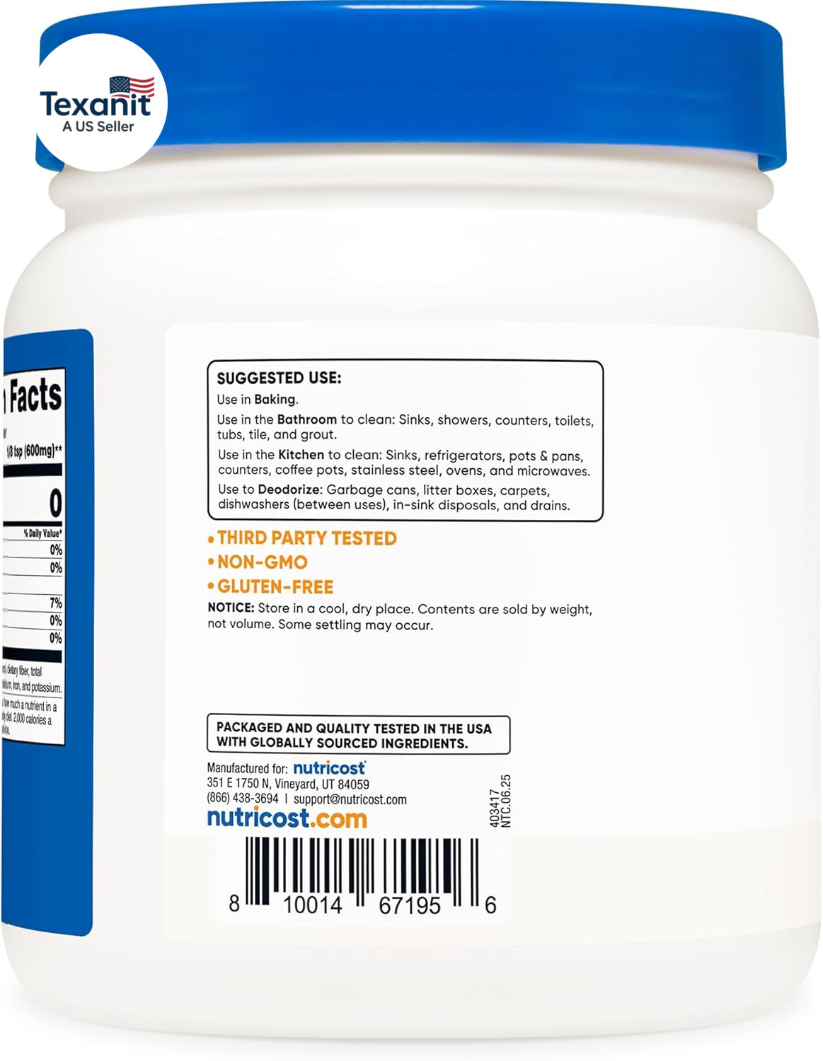 Sodium Bicarbonate (2 LB) – 600Mg per Serving, Non-Gmo, Gluten Free