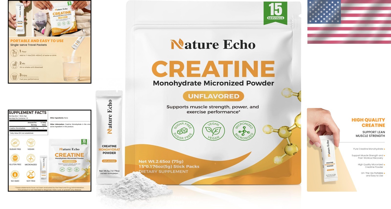Travel-Friendly Micronized Creatine Powder – Unflavored, Gluten-Free &