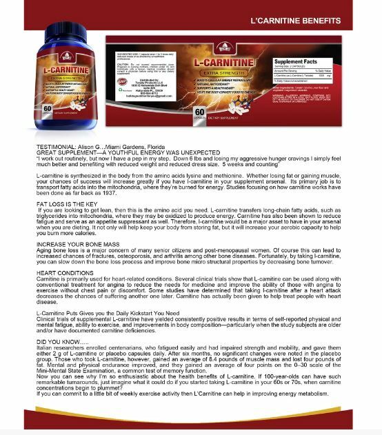 Ultimate L-Carnitine Pure Essentials Amino Acid Heart Diet Caps Free Ship