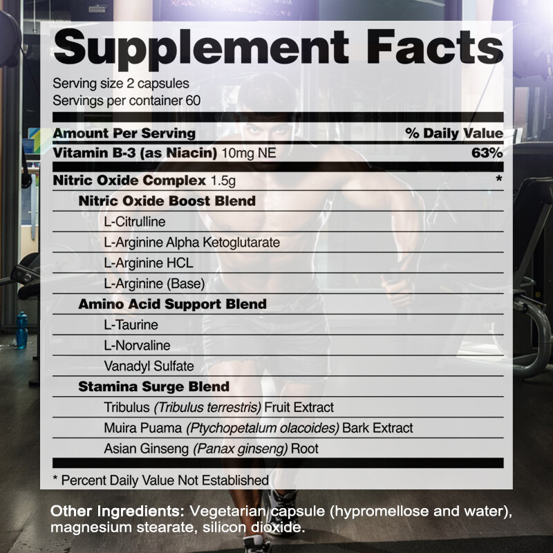 Nitric Oxide Booster Extra Strength Capsules To Supplement Muscle Growth