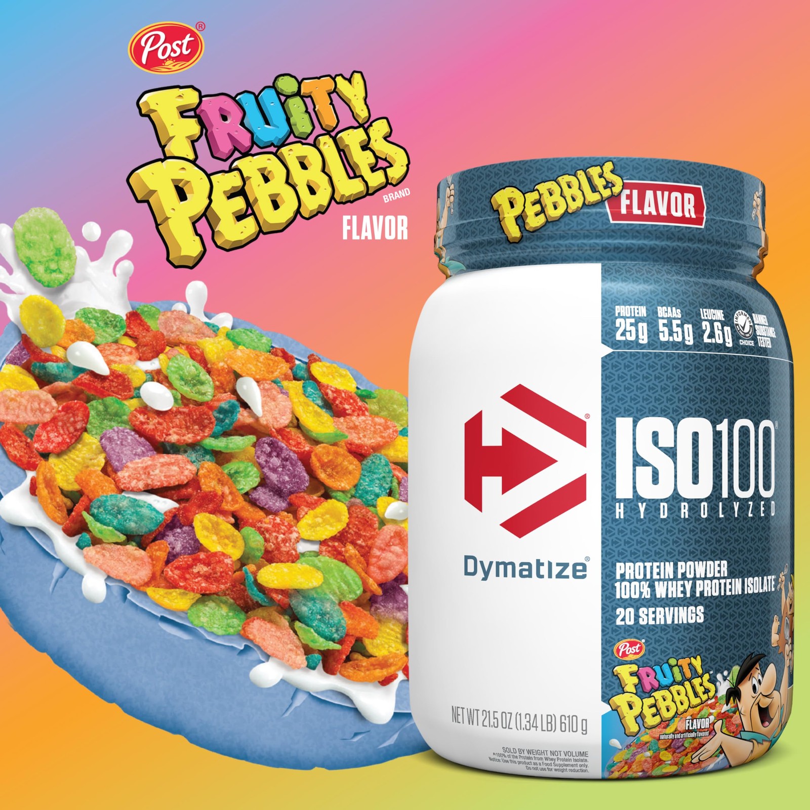 Dymatize x Fruity Pebbles ISO100 Whey Protein Powder Isolate, 25g of Protein,…