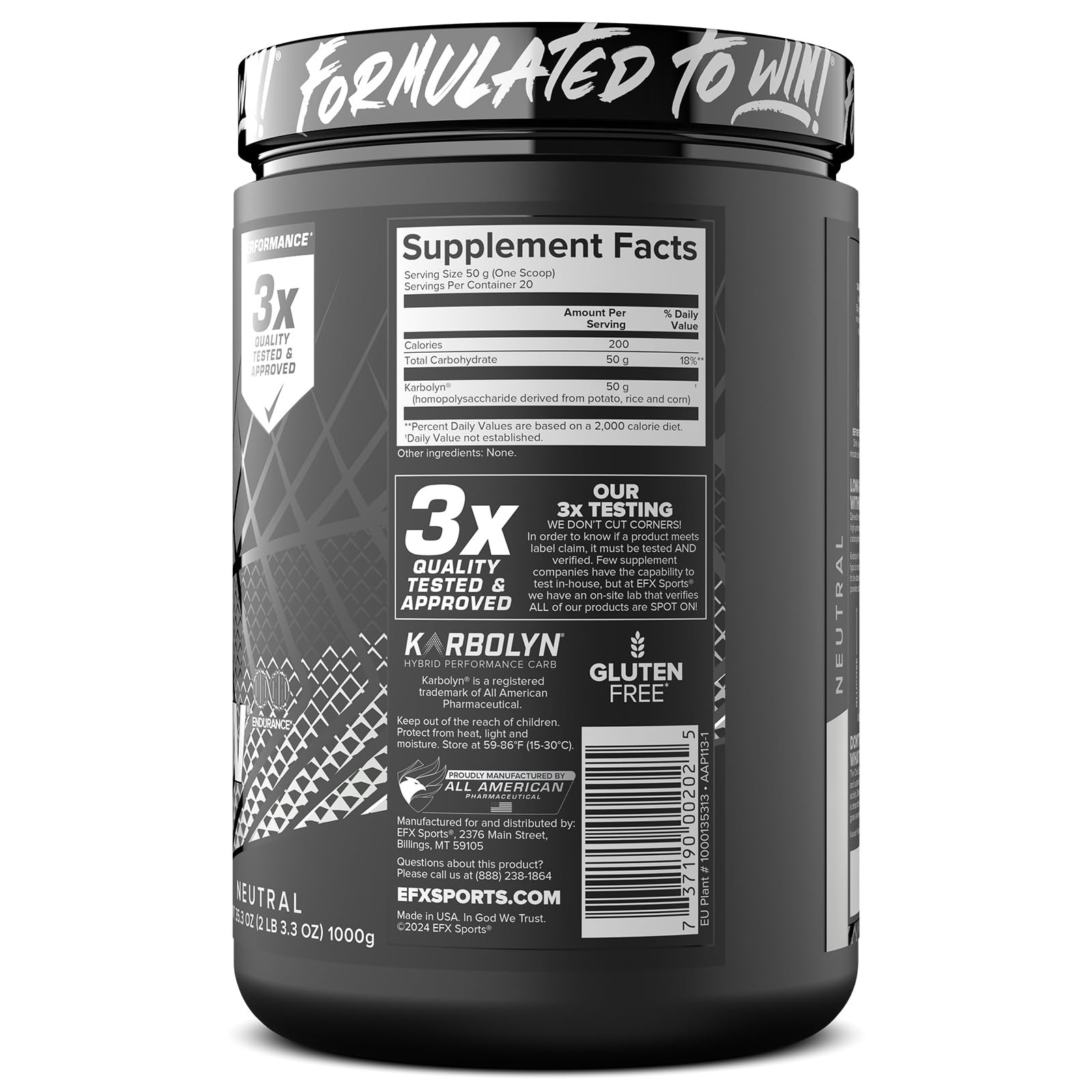 EFX Sports Karbolyn Fuel | FastAbsorbing Carbohydrate Powder | Carb Load, Sus…