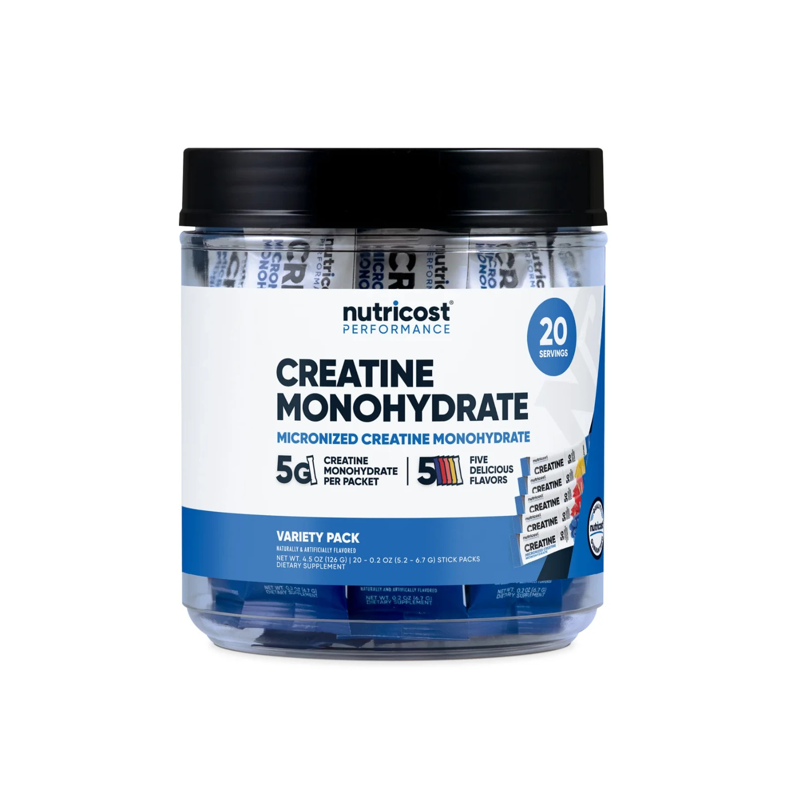 Nutricost Creatine Monohydrate Powder Variety Stickpack 5flavors 20packs-exp8/28
