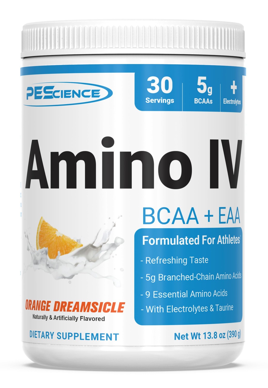 Vegan Amino IV Powder Orange Dreamsicle BCAA EAA 5g Electrolytes 13.4 Ounce