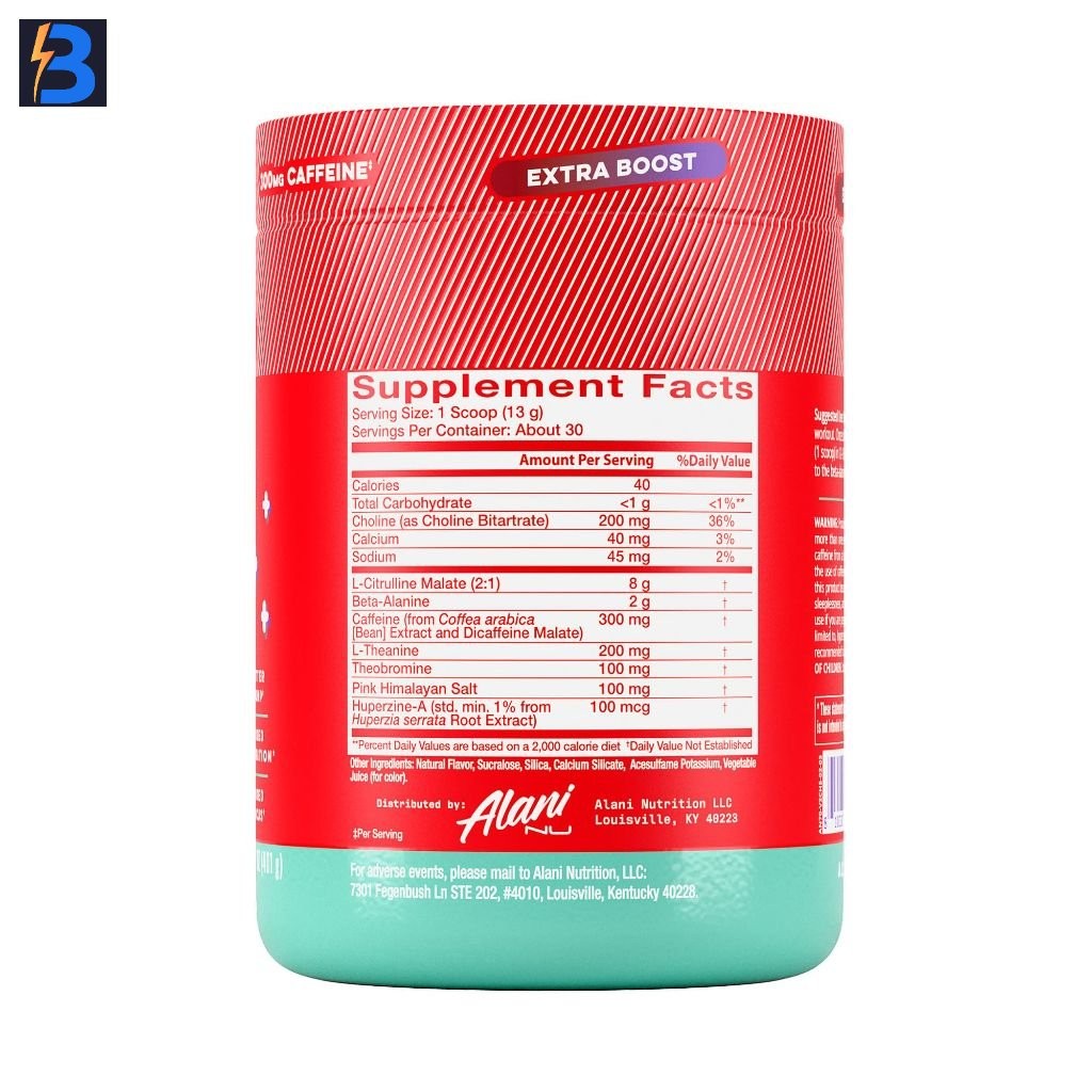 Alani Nu Pre Workout+ Powder – Cherry Slush, 14.1oz, Exp. 07/27
